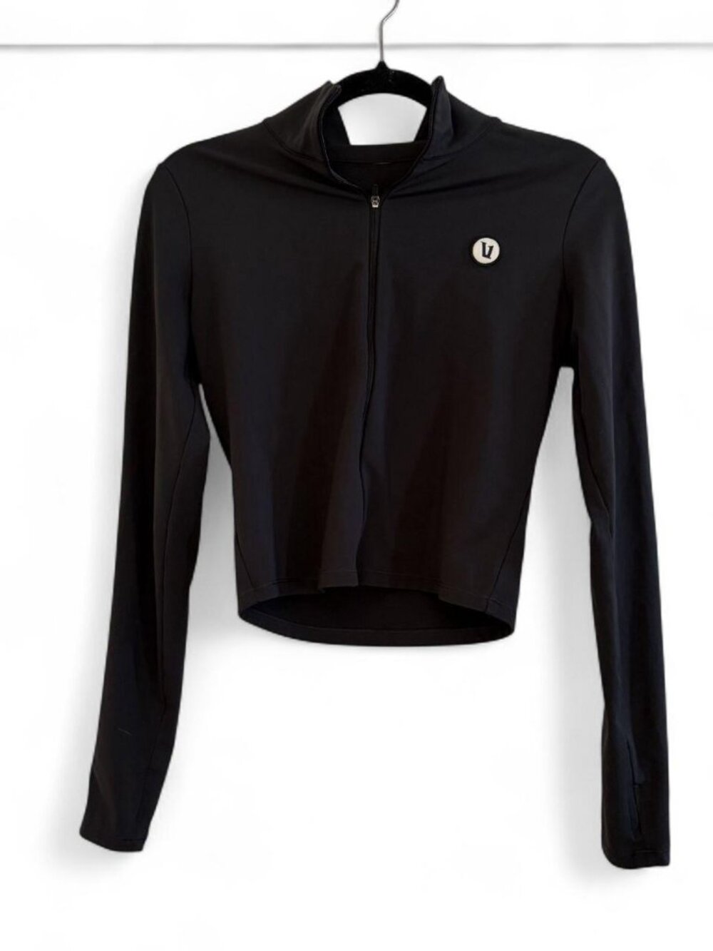 Vuori Black Cropped Mock Neck Full-Zip Jacket — Size S